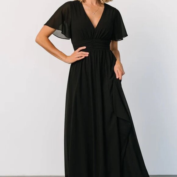 Baltic Born Ramona Black Maxi Dress Faux Wrap NWT Size M - Picture 1 of 9
